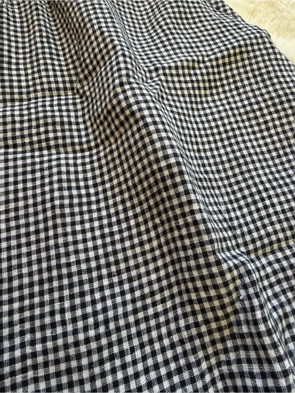 Eileen Fisher Puckered Organic Linen Gingham Midi Skirt - A line - Medium - Picture 4 of 13